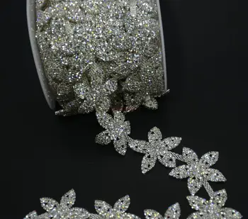 

flower 4*22cm Lotus shape Rhinestone beaded clothing accessories collar flower handmade beading lace trim patches for clothes