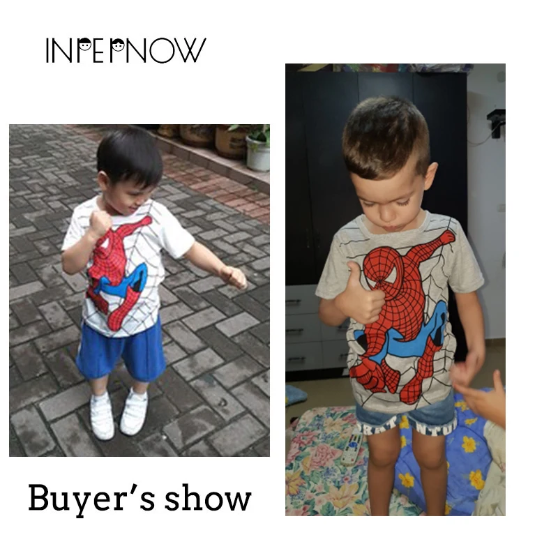 INPEPNOW, коллекция года, футболка с человеком-пауком футболка для мальчиков детская футболка с рисунком футболки с блёстками для девочек и мальчиков, Детская футболка, одежда для детей