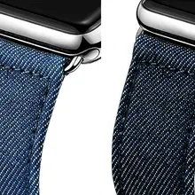 Ремешок URVOI для apple watch series 4 5 3 2 1 ремень для iwatch холст с классической пряжкой темно-синие джинсы 38 42 мм
