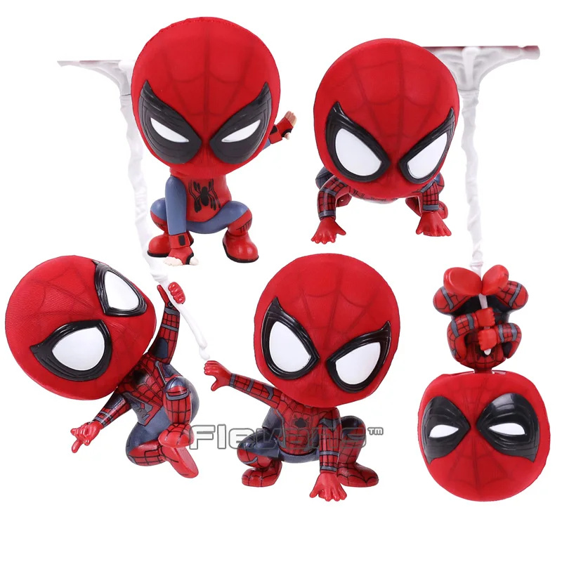 

Hot Toys Cosbaby Marvel Spider Man Homecoming The Spiderman Q Version Mini PVC Figures Toys Car Home Decoration Doll 5 Styles