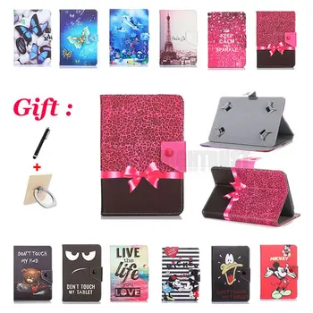 

Universal 7 inch Cartoon Pu Leather Stand Case For 4Good Light AT200/People AT100 7" Tablet Cover + 2 Gifts (No camera hole)