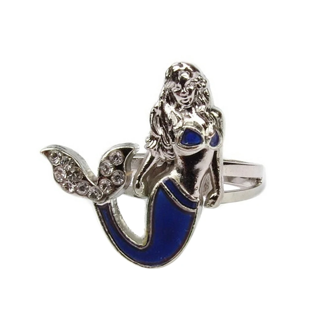 

New Women Girls Mermaid Tail Mood Rings Adjustable Ring Female Emotion Feeling Color Changing Gift Size