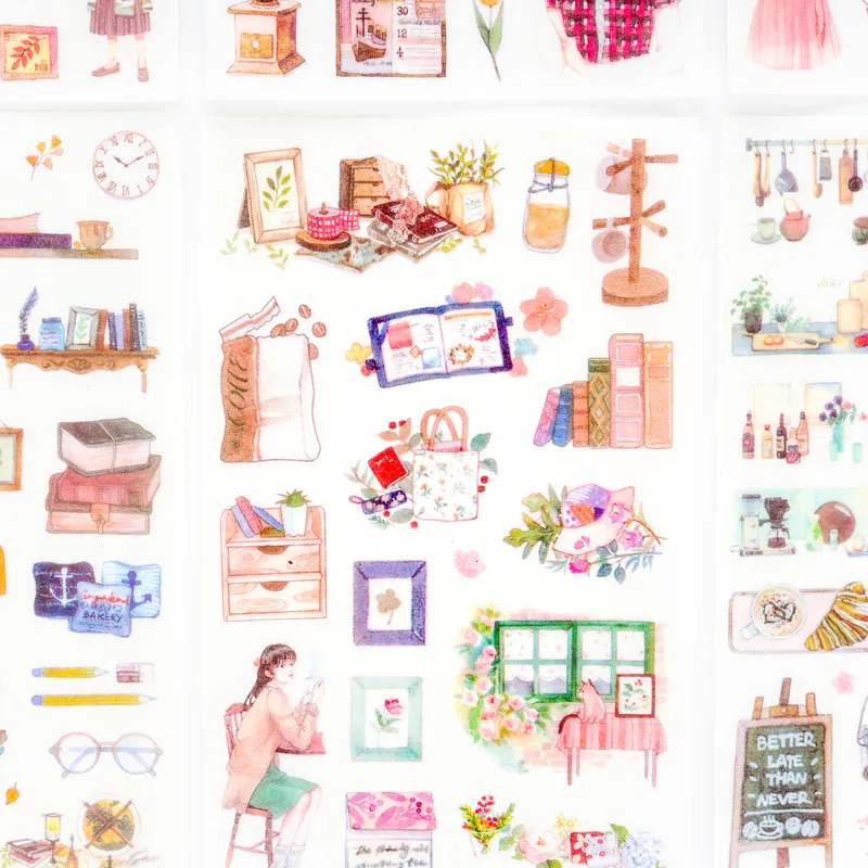 

6pcs/pack Young Girl Paper Stickers Set Kawaii Stationery DIY Scrapbooking Dairy Photo Album Planner Decorative Stickers
