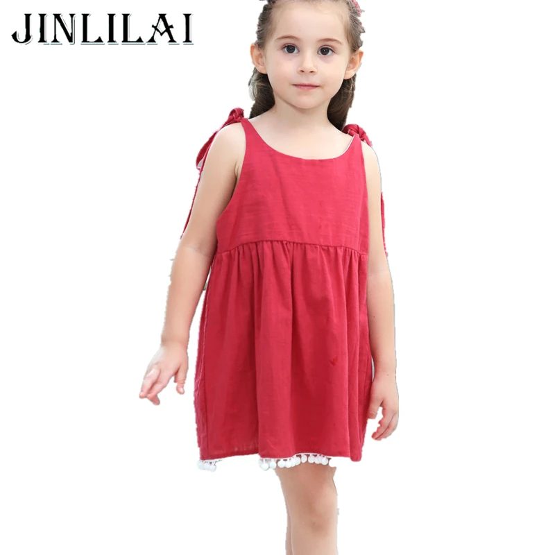 JINLILAI Baby Girls Dress 2018 Brand Kids Clothes Casual Red Sling ...