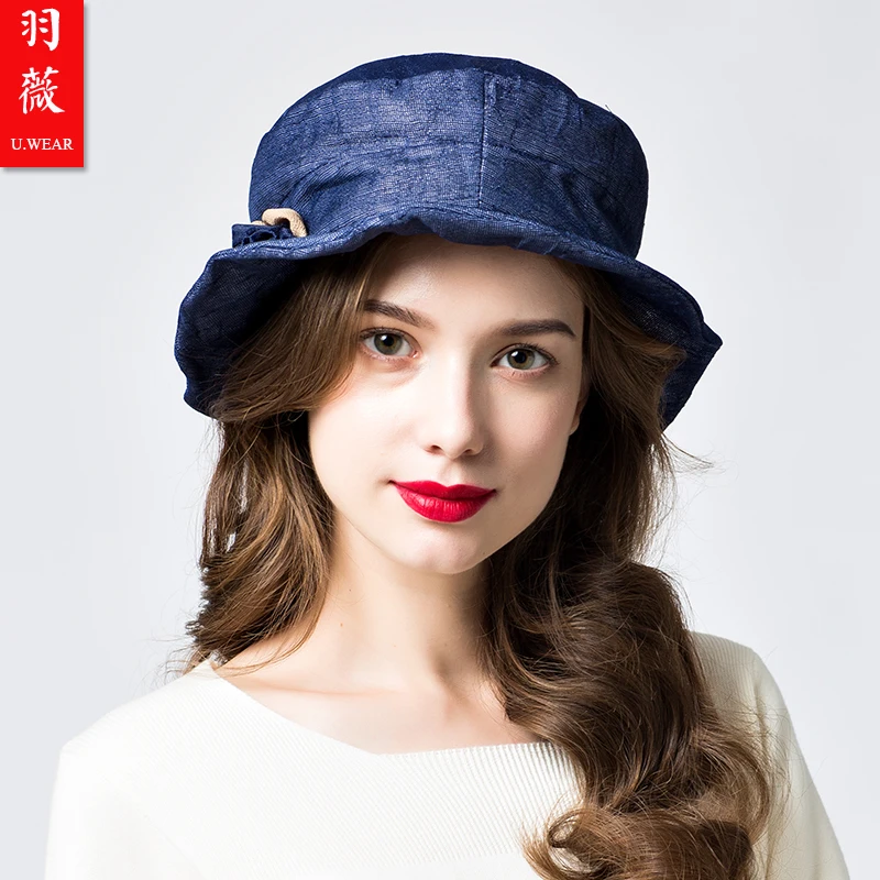 Новое поступление, шапка для путешествий для девочек, складная Женская солнцезащитная Кепка, Цветочная шляпа, Ретро стиль, женская шляпа, можно сложить, дорожная шляпа, B-7817 - Цвет: Синий