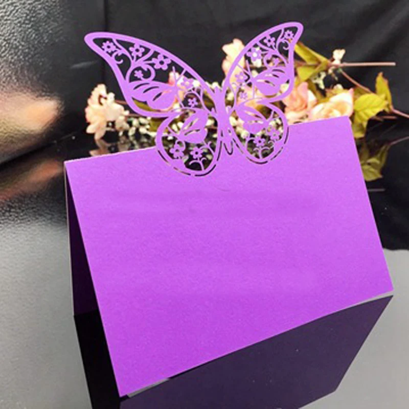 50pcs Laser Cut Butterfly Shaped Table Name Place Cards Chic Favor Message Setting Name Card Wedding Birthday Party Supplies (4)