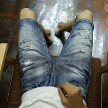 Весенние мужские джинсовые шорты высокого качества мужские джинсовые шорты хлопковые прямые мужские синие повседневные короткие джинсы мужские s Размер 28-38