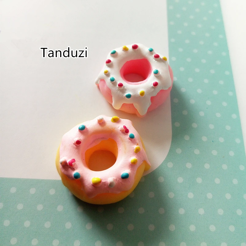 Tanduzi 20 шт 21 мм Смола пончик розовый желтый Kawaii моделирование конфеты деко части
