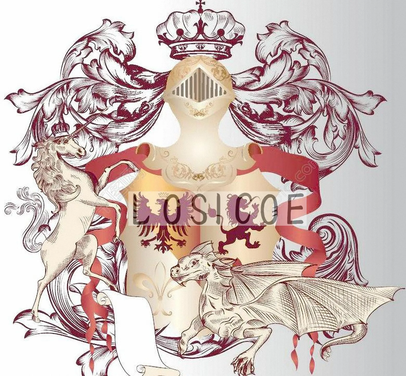 Crown Kuda Dan Naga Tattoo Sketsa Retro Kraft Paper Poster Wall