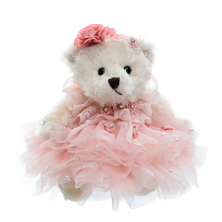 Плюшевый медведь свадьба плюшевый медведь, куклы носить кружевное платье мягкие куклы для развития домашнего декора автомобиля лучшие подарки для девочек Дети 8''New - Цвет: A0182-3
