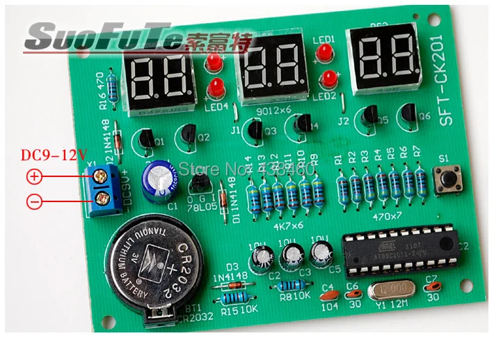 1 PCS AT89C2051 spare parts, six number digital clock kits
