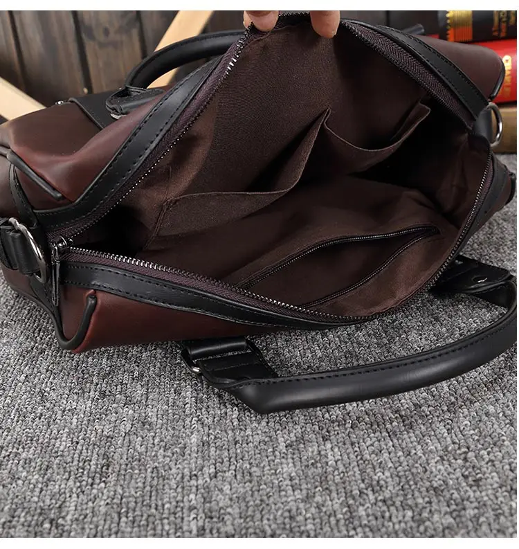 YIZHI деловой мужской портфель высокого качества сумка через плечо из искусственной кожи 13 дюймов Сумка для ноутбука портативная коричневая сумка