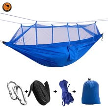 Double Person Hammockwith Mosquito Net Pure Blue Breathable 2 Person Outdoor Travel Hammock for Camping