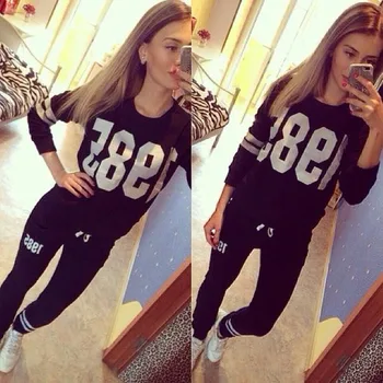 

Number 1987 new Suit Set 2019 Women Tracksuit Two-piece Sport Style Outfit Jogging Sweatshirt Fitness Lounge Sportwear