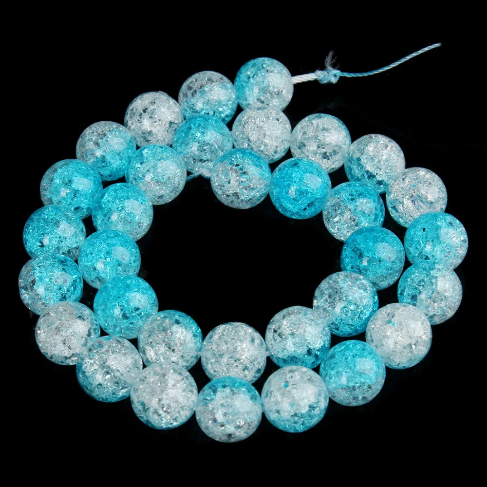 1Strand/lot 6 8 10 12mm Blue Natural Cracked Quartz Crystals Beads