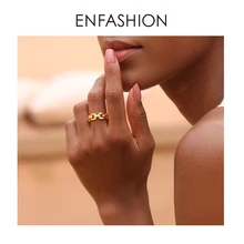 Enfashion Pure Form Link Chain Ring Men Gold Color Ladies Rings For Women Fashion Jewelry Bague Femme Homme Ringen RF184006 vintage pure color layered link chain women s boot jewelry