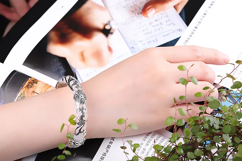 Silver Handmade Natural White Jade Bangles