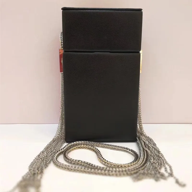 

2019 Polyester Women Hard Top New Net With The Same Paragraph Ms. Bag Metal Cigarette Shoulder Slung Chain Small Square Package