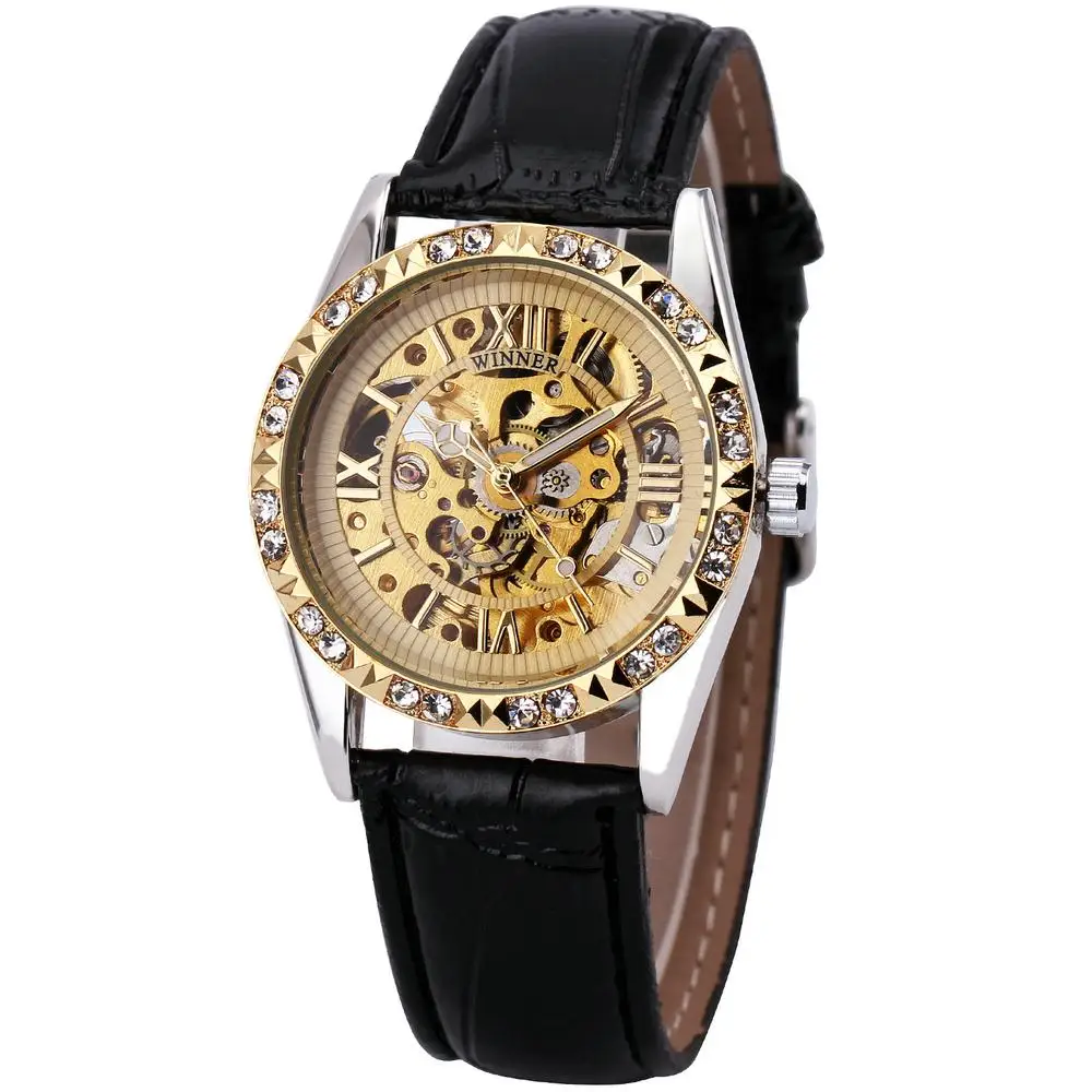 2017 Women Wrist Watches Top Brand Luxury Auto Mechanical Watches Crystal Decotated Relogio Feminino Skeleton Clock