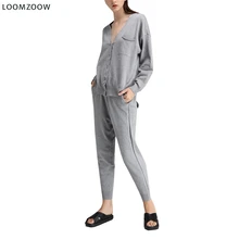 Two Piece Set 2018 Long Sleeve Top and Casual Pants Thin Knitted Cardigan Trousers 2 Piece