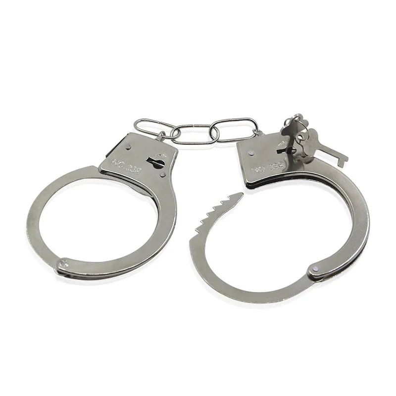 Pretend Play Silver Metal HandCuffs With Keys Police Role Cosplay Tools