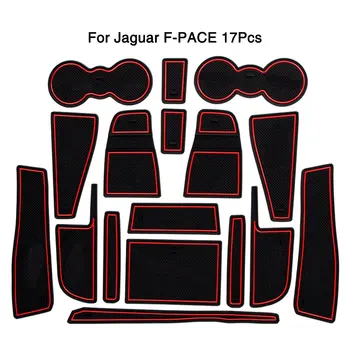 

For Jaguar F-PACE Car Non-Slip Red Interior Door Gate Pad Panel Cup Mat 17Pcs