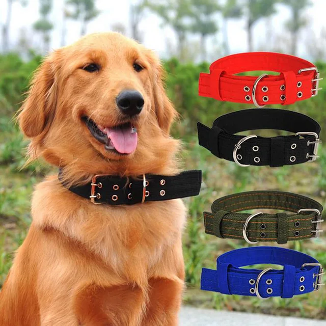 Large Dog Collar Nylon Double Buckle Thicken Pet Collar Labrador Dolgen