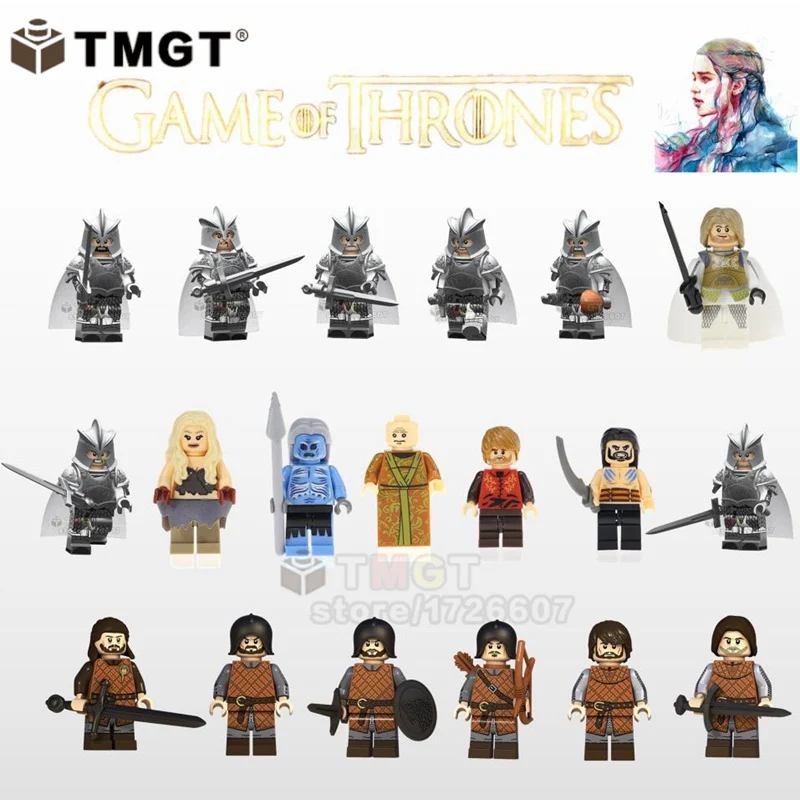 

Single Game of Thrones Jon Snow Khal Drogo Alia Stark White walk Danielis Taglian Ygritte Building Blocks toys for children gift