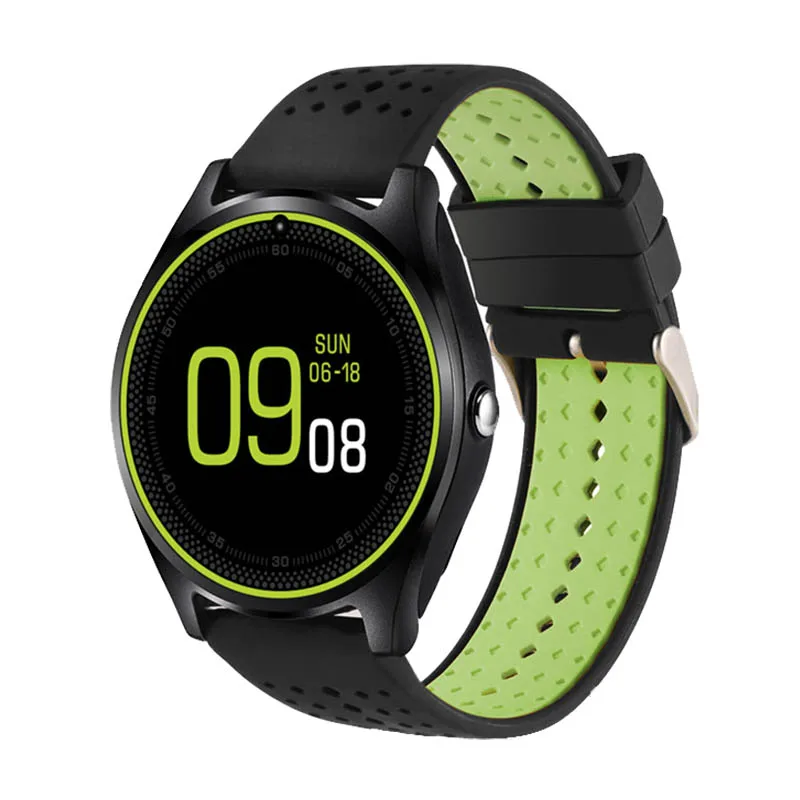 Bluetooth V9 Смарт-часы с поддержкой 2G SIM TF карты, умные часы с шагомером, спортивные мужские и женские Смарт-часы для Android pk dz09 Y1 V8 - Цвет: black-green