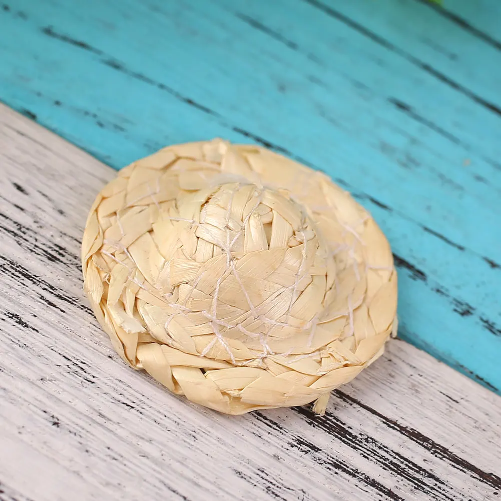 DIY соломенная шляпа Плетение ручной работы фигурка украшение игрушки Детские Картины Сделай Сам трава шляпа украшение креативное искусство для куклы аксессуары