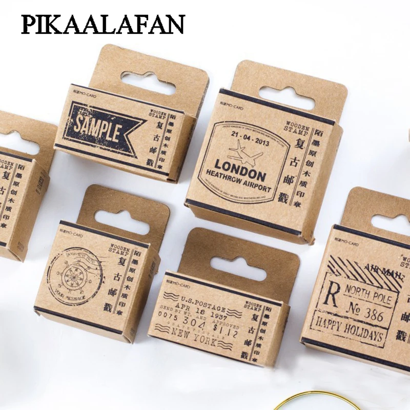 PIKAALAFAN винтажные штампы серии коробки деревянный альбом для штампов DIY Фотоальбом
