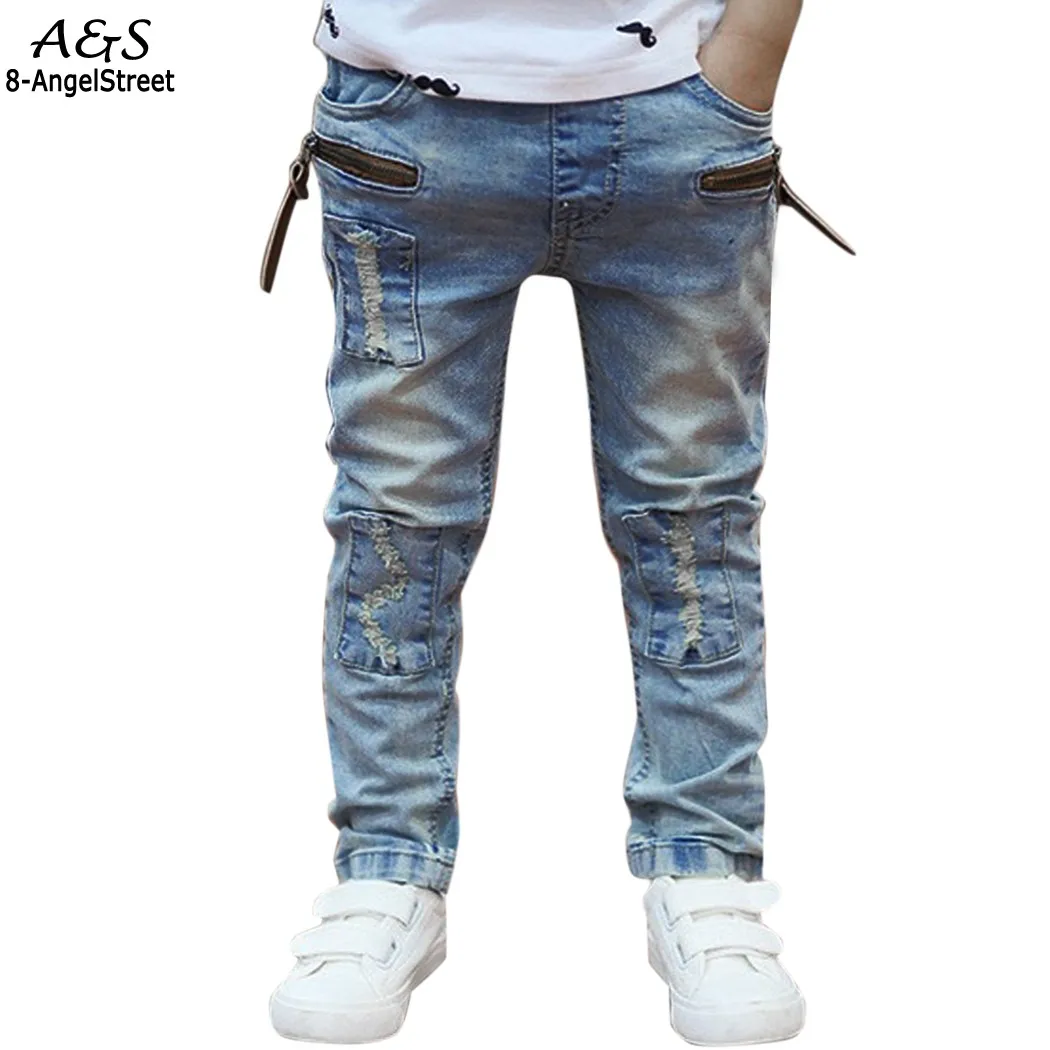 Autumn Fashion Little Boy Elastic Waist Jeans For Children Full Length