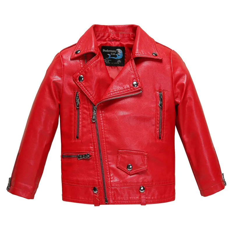 Winter Jacket for Girls and Boys Leather Jackets Red Black Pink Costume Waterproof Baby Coat Fashion