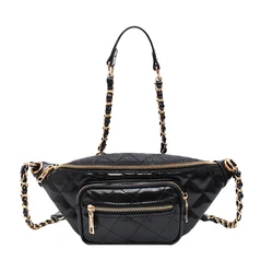 Fanny Pack mujer Europea y América estilo de bolso de la cintura heuptas cinturón monedero para las mujeres bolsa de pecho bolsa de dinero negro PU bolsa de A4 Fanny Pack mujer Europea y América estilo de bolso de la cintura heuptas cinturón monedero para las mujeres bolsa de pecho bolsa de dinero negro PU bolsa de A4