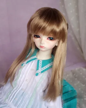 

BJD doll wigs milk tea brown long straight hair Imitation mohair wigs for 1/3 1/4 1/6 1/8 BJD DD SD MSD doll hair wigs