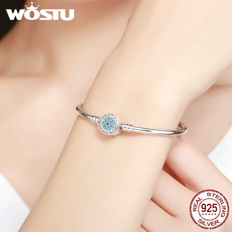 Sterling Silver Bangle For Women Fit DIY Charm Bracelets