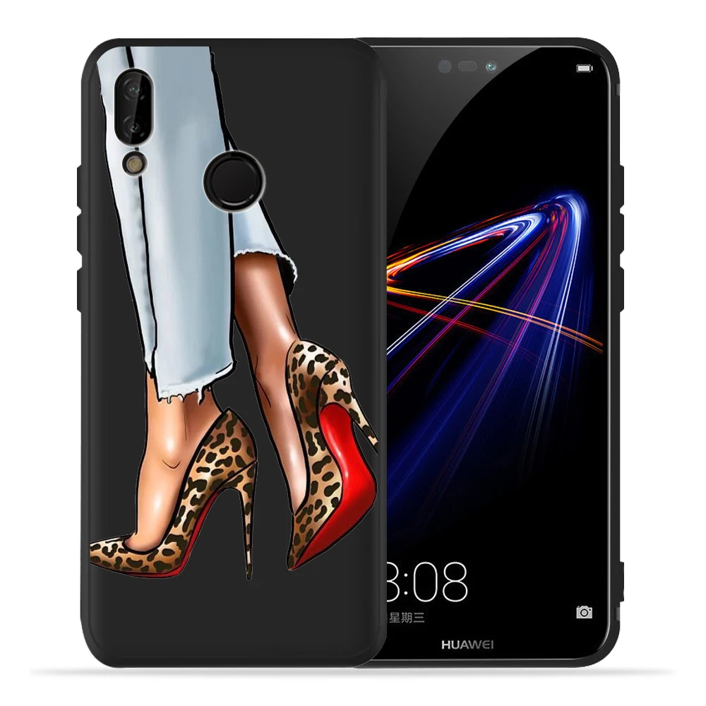 High heels Girl Flower Phone Case For Huawei Honor 20 Lite View 20 20Pro 10 Lite 9 Lite 10 9 8 8x 8c 8 Lite Capa Etui