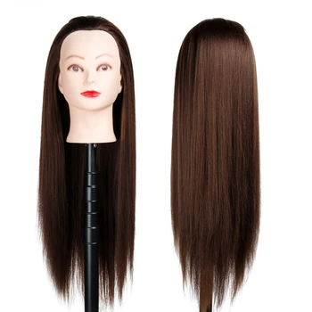 

SHERUI Hairdressing Doll Dummy 24'' Brown Hair Mannequin Head With Table Clamp Salon Professional Training Head For Hairstyles