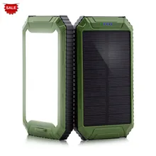 Фестиваль подарок мощность зеленый солнечное зарядное устройство Быстрая зарядка сдвоенный выход светодиоды и карабин дизайн 10000 мАч банк питания для телефонов