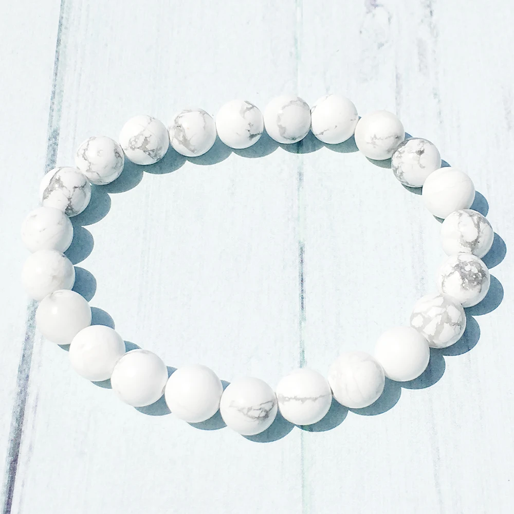 

MG0389 8 mm White Howlite Bracelet Trendy Energy Bracelet for Women Balance Chakra Crystals Gem Stone Bracelet Wholesale