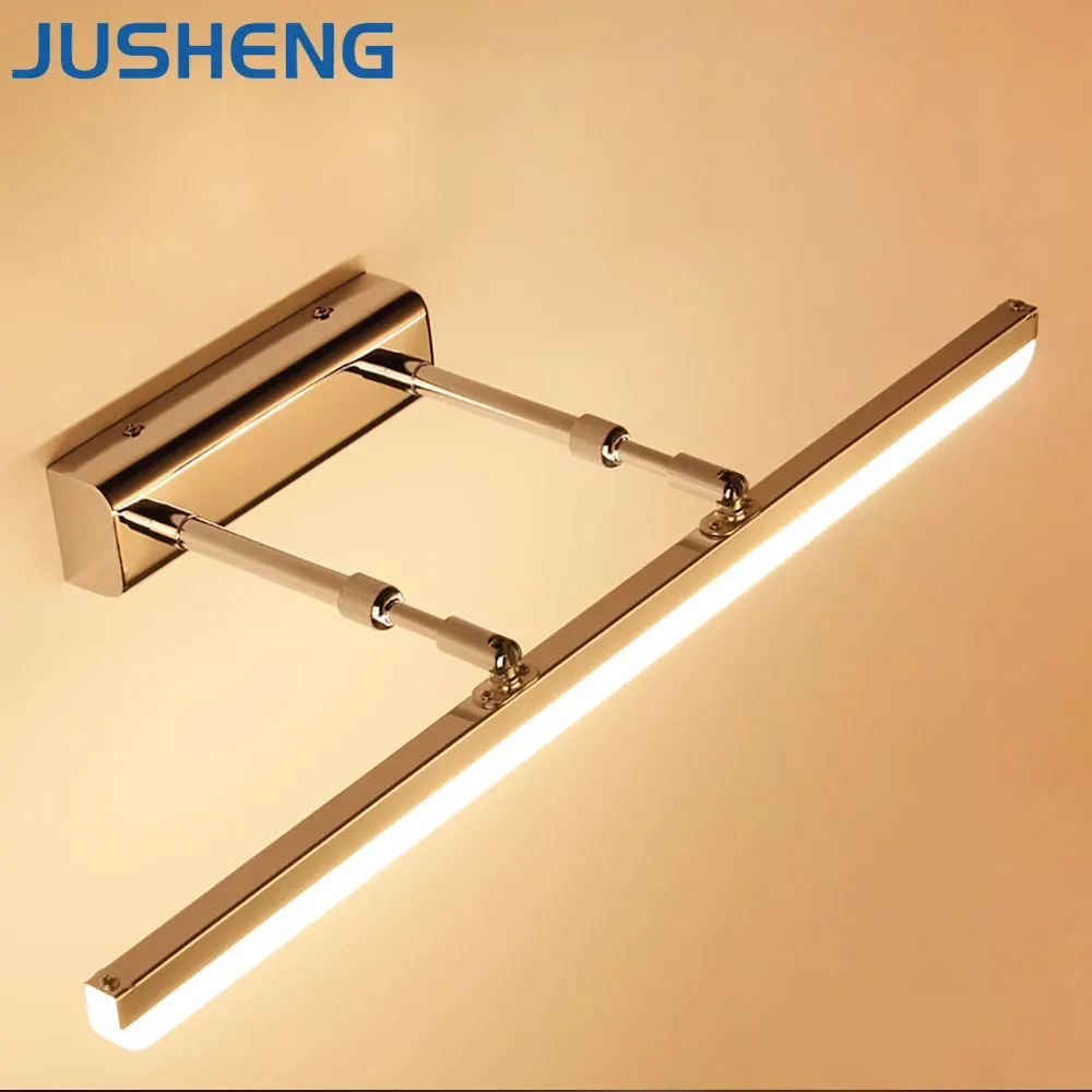 

JUSHENG Bathroom Wall Light Stainless Steel + Acryl Led Mirror Lamp Study Telescopic Cabinet Down Vanity Light 90 70 60 50 40cm
