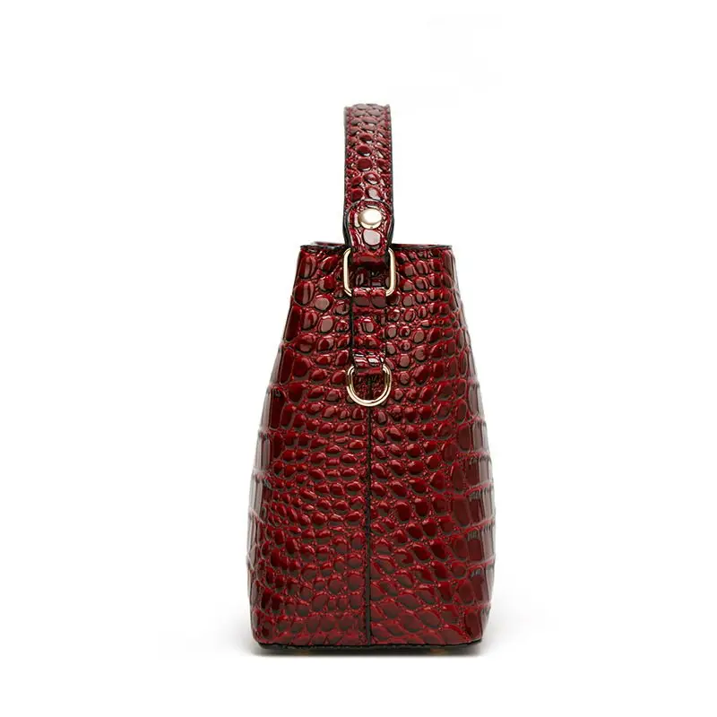 DIINOVIVO Retro Alligator Pattern Bucket Female Bag Patent Leather Bags For Women Bag Handbag Small Shoulder Bag Wallet WHDV1157