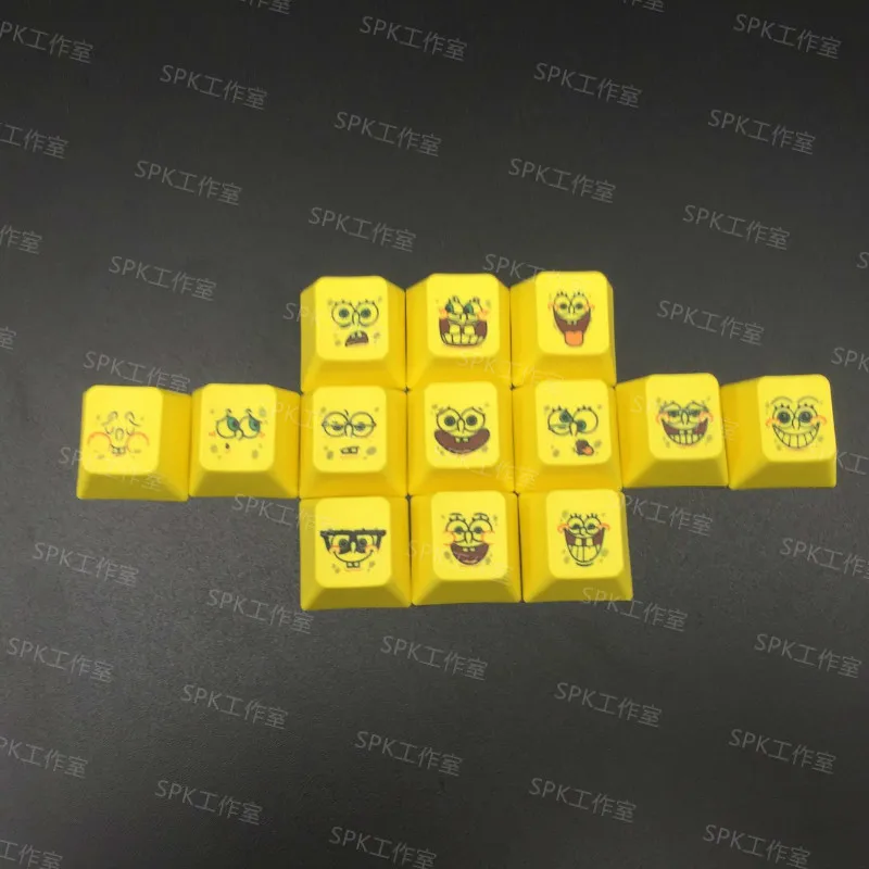 

13 keys personality PBT dye sublimation key caps mechanical keyboard keycaps for SpongeBob SquarePants R4 height Cherry profile