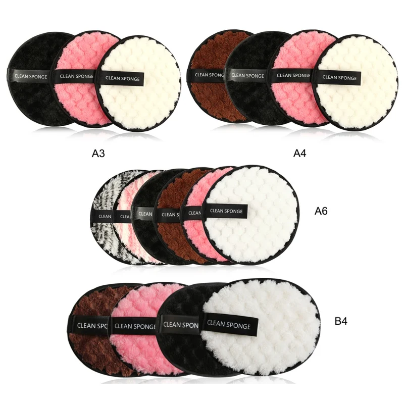 3/4 шт. микрофибровой ткани тормозные колодки для макияжа лица, для смешивания, спонж для снятия уход за кожей лица Очищение Полотенца многоразовые хлопок двойной слой нейл-арта салфетка для протирания