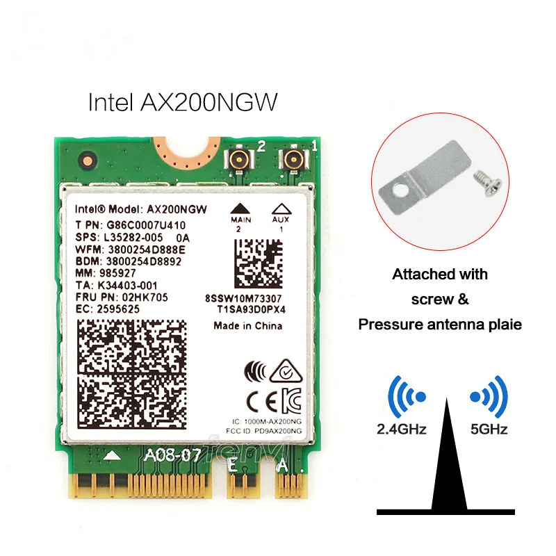 AX200 2400 Мбит/с двухдиапазонный Wi-Fi 6 беспроводной Wi-Fi карта адаптер для Intel AX200NGW NGFF M.2 802.11ax с BT5.0 для AX200ac с антенной - Цвет: AX200