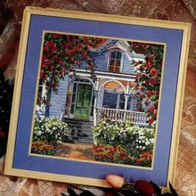 Высокое качество Прекрасный Счетный Набор для вышивки крестом красная роза дом Вилла розы цветы