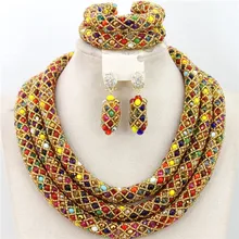 Разноцветные индийские свадебные хрустальные ювелирные изделия набор ручной работы нигерийские бисерные шарики колье ожерелье набор