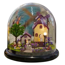 Собрать сделай сам игрушка кукла дом деревянный Miniatura смолы Прованс кукольный домик Игрушки с Мебель цветок светодиодные фонари подарок на день рождения