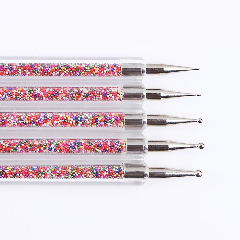 

5Pcs/set Double-ended Dotting Pen Filling With Colorful Bead/Candy Ball Dot Pen Manicure Nail Art Dotting Tool
