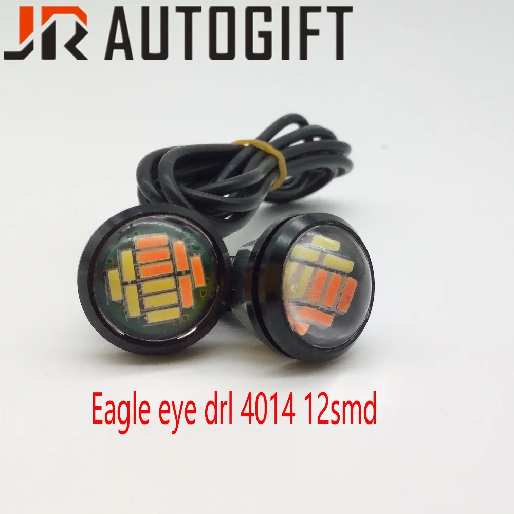 

4 шт. мощный белый 23 мм Eagle Eye 12 светодиодов 4014 SMD Автомобильные дневные ходовые огни DRL желтый и белый фонарь заднего хода сигнальная лампа поворота